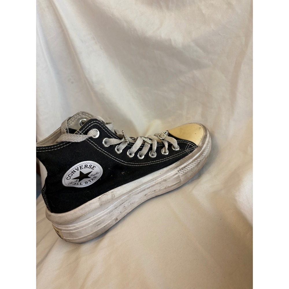 Converse Chuck Taylor All Star Move Platform High Top Black Rhinestone Heart 8 - Picture 4 of 7